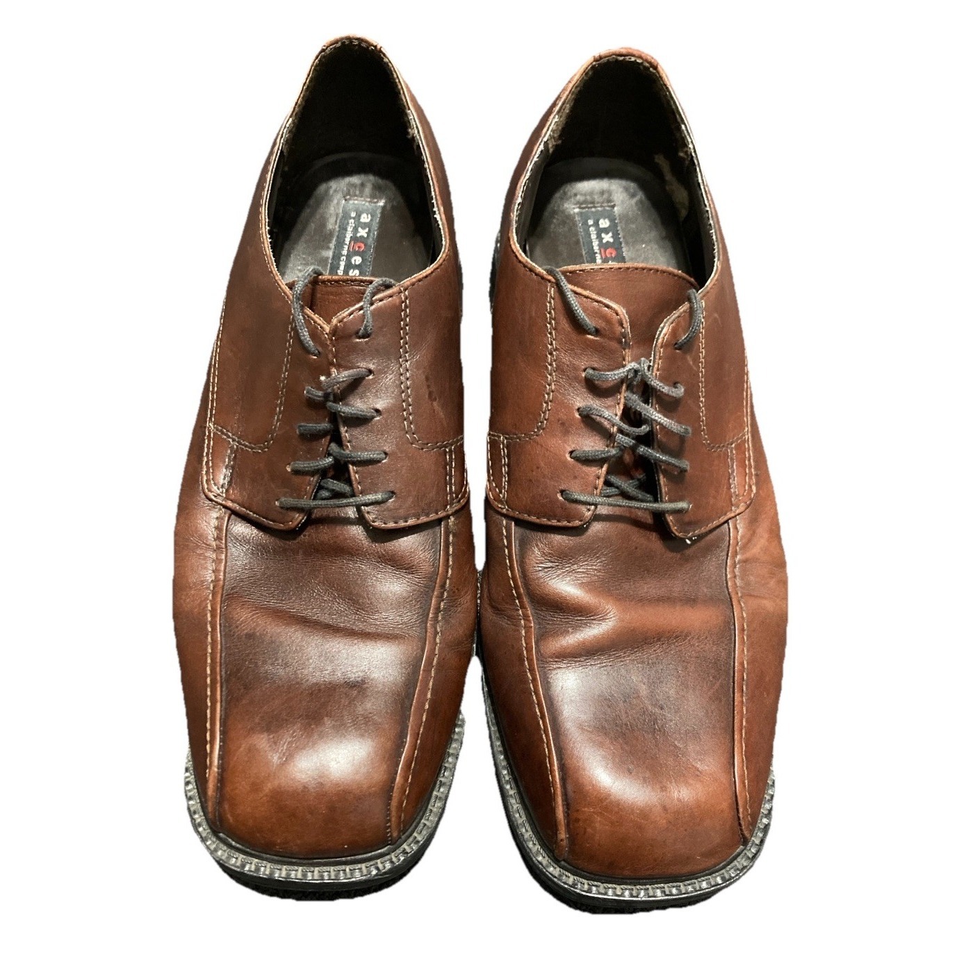 Axcess Stafford Mens Dress Shoes 11m Brown Leather Square Toe Derby Lace Up